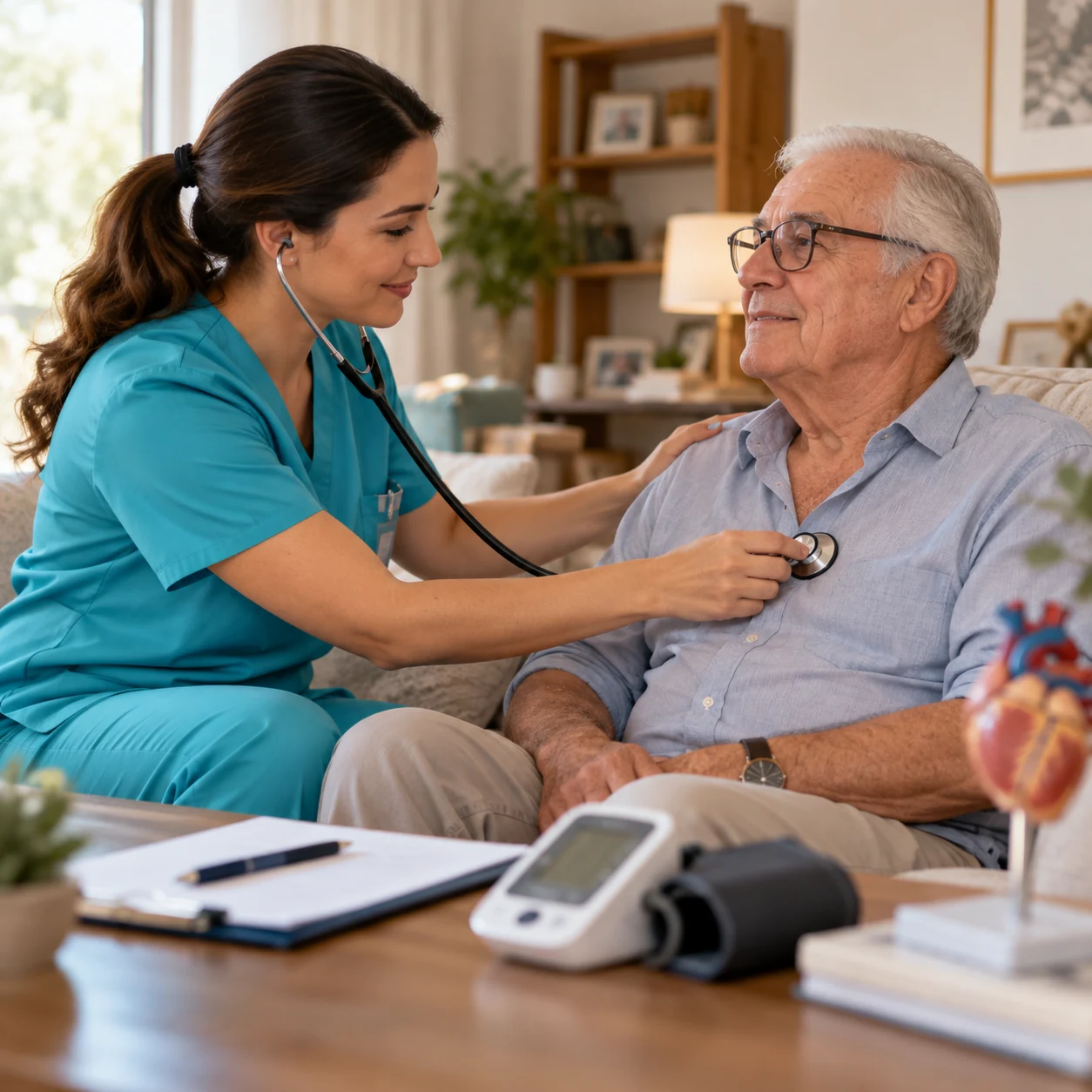 Ilustración de seguimiento cardiovascular en casa